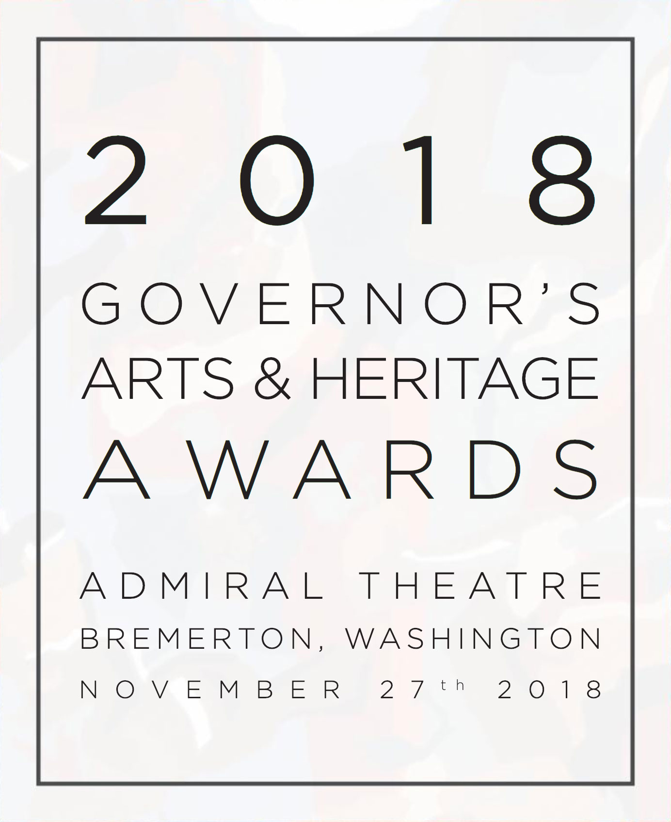 Governor's Arts and Heritage Awards 2018 program cover.