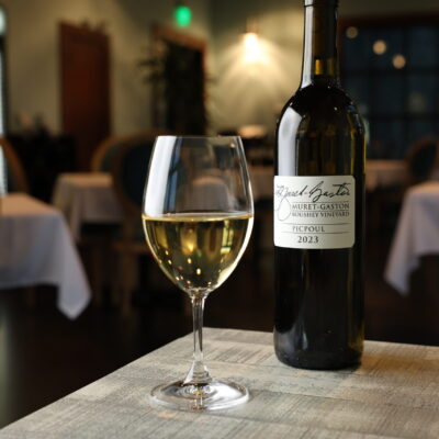 Picpoul 2023 white wine at Muret-Gaston Winery tasting room at Columbia Gardens Wine and Artisan Village