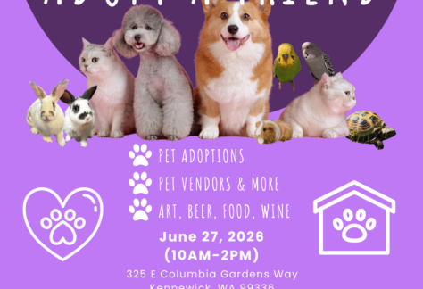 Adopt A Friend Event Flyer 6.27.26 at Columbia Gardens Artisan Village