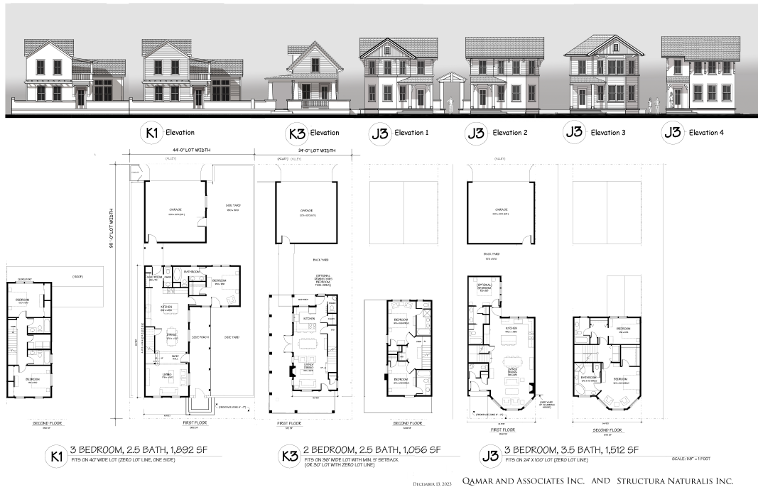 BlueChart Homes design library of single-family residential homes proposed for Vista Field.