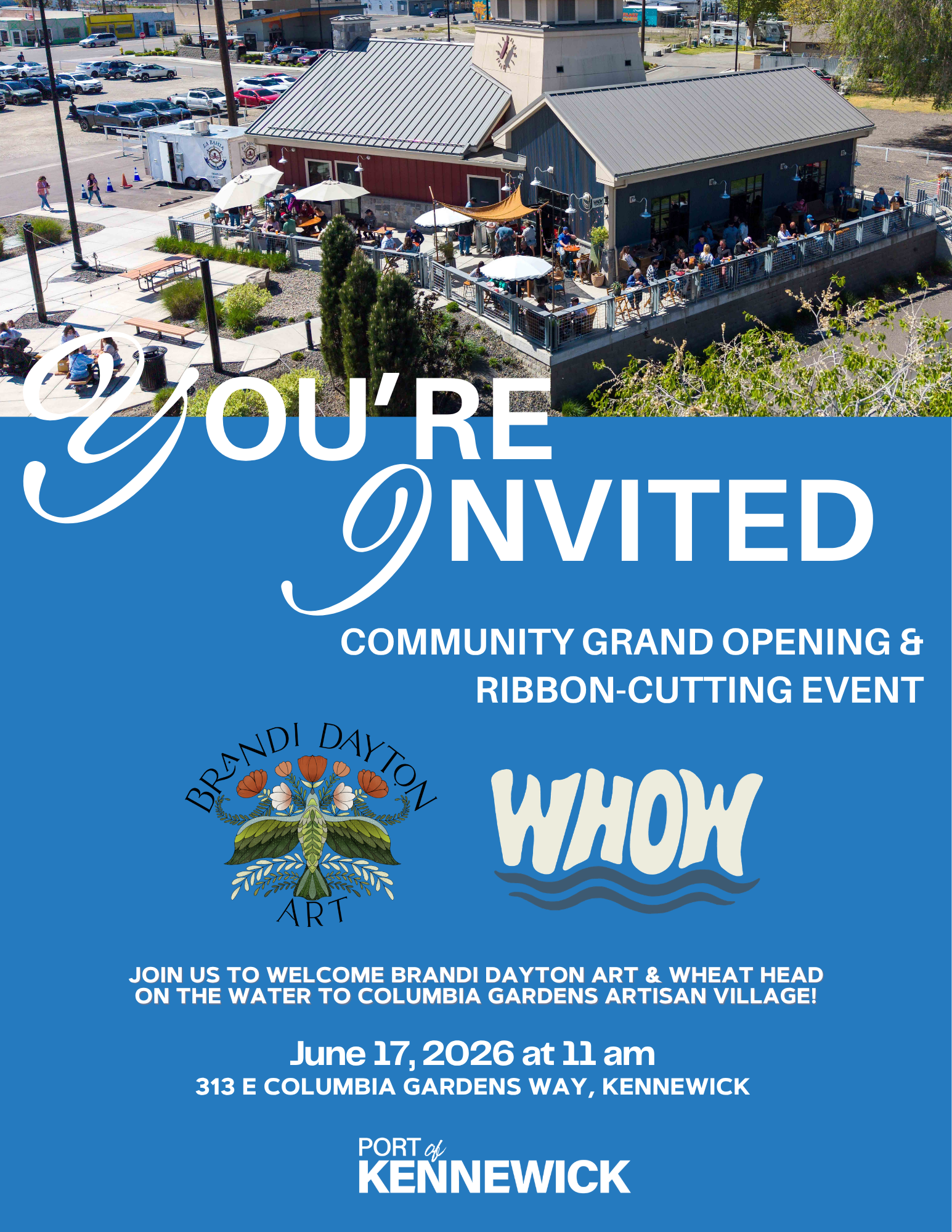 Brandi Dayton Art & Wheat Head on the Water Grand Opening Flyer 6.17.26