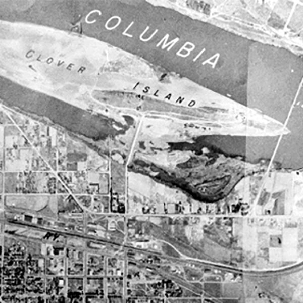 Historic Clover Island aerial map.