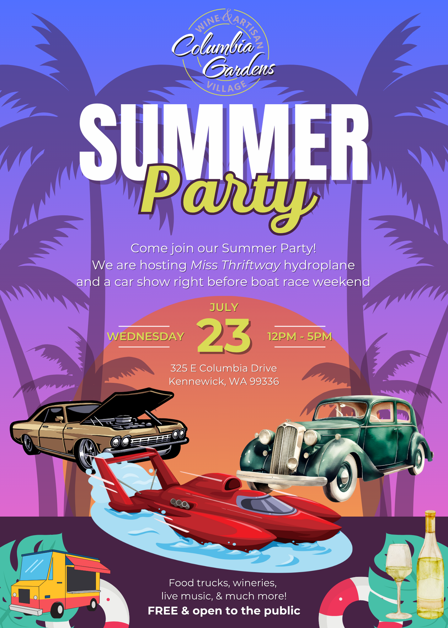 Columbia Gardens Summer Party Flyer