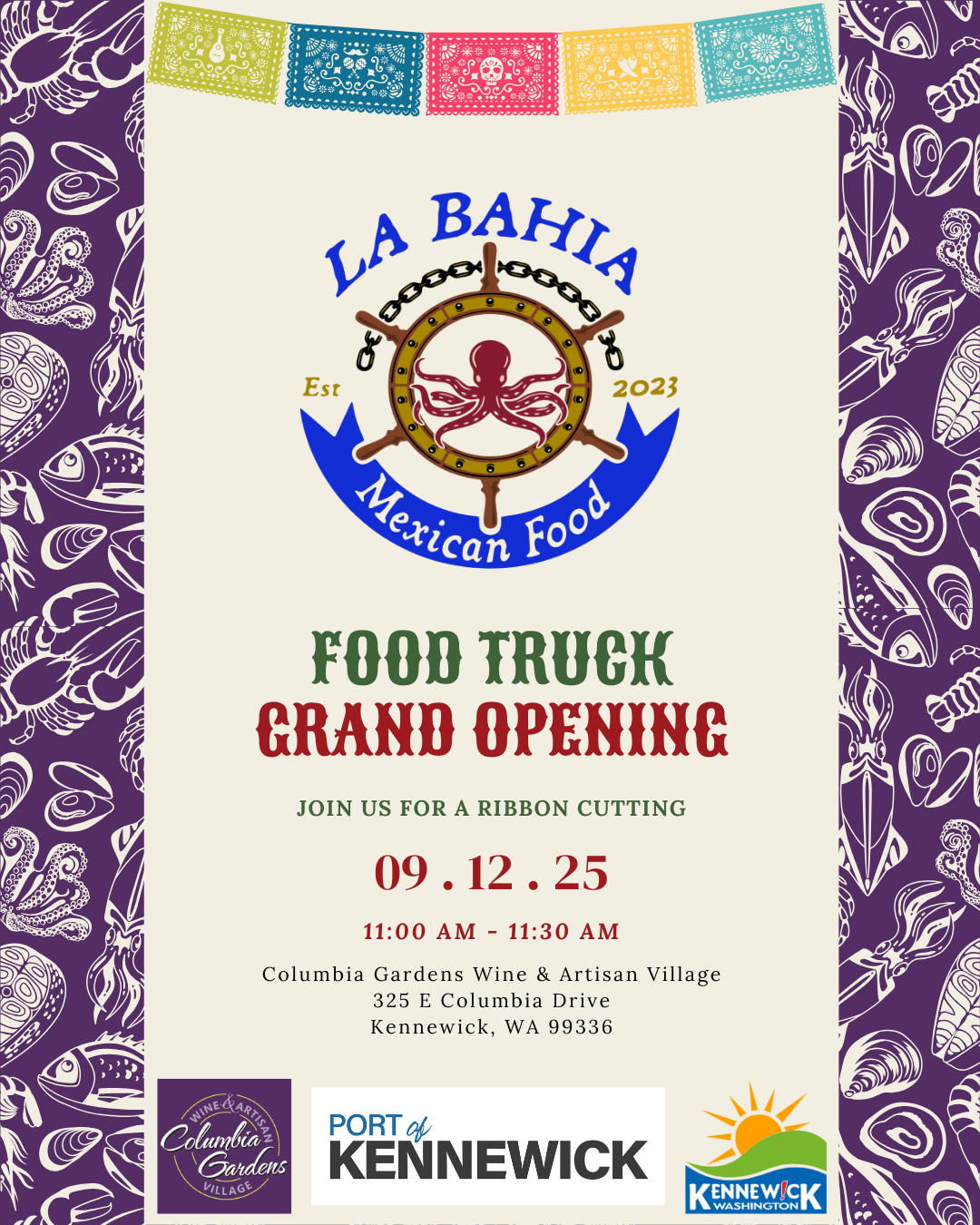 La Bahia Food Truck Grand Opening Flyer