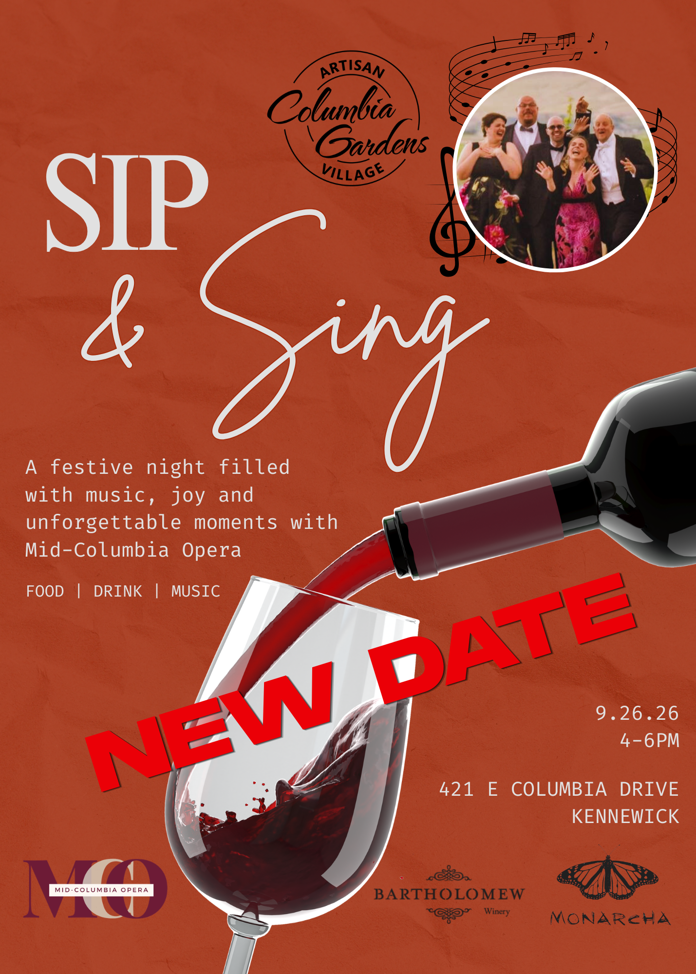 New Date Sip & Sing 9.26.26 Event Flyer