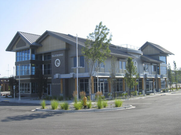 Front of the Port of Kennewick offices building on Clover Island.