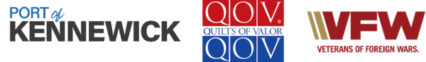 Port of Kennewick, Sandy’s Quilts of Valor® and Veterans of Foreign Wars Post #5785 logos.