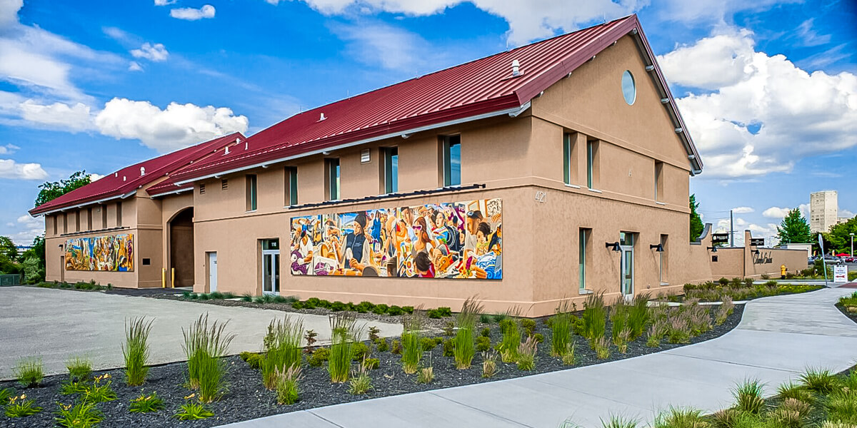 Latino Heritage Mural installed on the Columbia Gardens wine buildings.