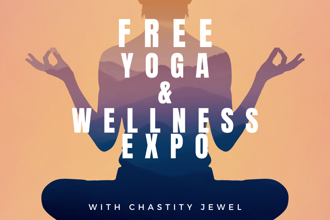 A section of an event poster for a Free Yoga & Wellness Expo at Vista Field.