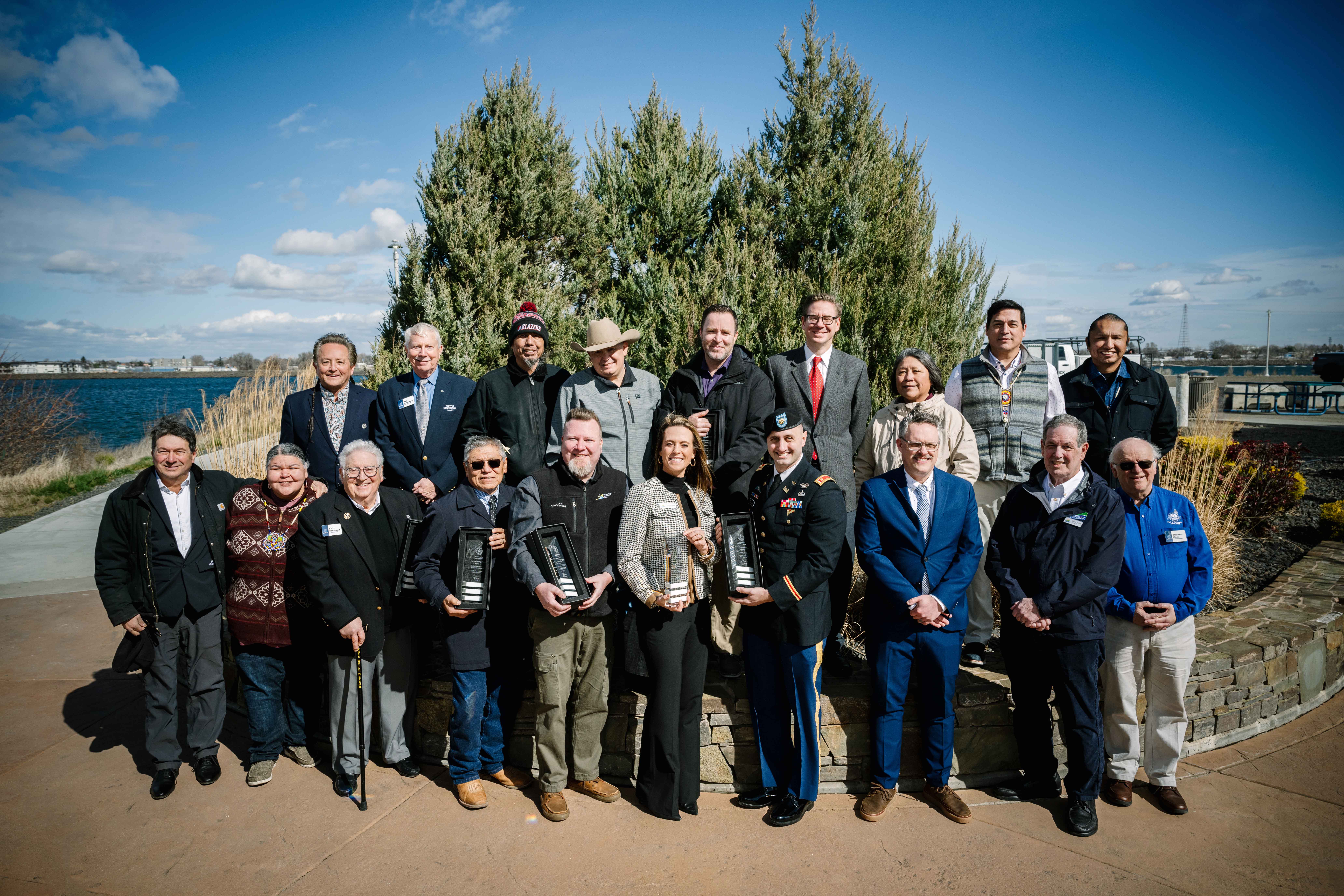 2024 Governor’s Smart Partnerships Award for Clover Island ceremony Clover Island project partners pose with Governor's office representative at the 2024 Governor’s Smart Partnerships Award for Clover Island ceremony.